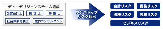 デューデリジェンスチーム組成・ワンストップリスク抽出