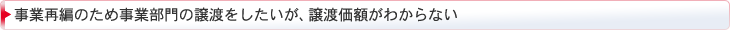 事業再編のため事業部門の譲渡をしたいが、譲渡価額がわからない"  title="事業再編のため事業部門の譲渡をしたいが、譲渡価額がわからない